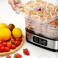 Déshydrateur alimentaire professionnel GDOR à plusieurs niveaux, 5 plateaux empilables faciles à nettoyer, taille unique, noir, pour fruits, poissons, viandes