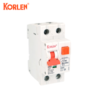 Disyuntor residual KORLEN AC 1P + N 10kA con protección contra sobrecarga 240V B/C/D Curva Din Rail Montaje RCBO