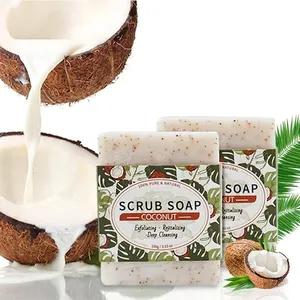 Sabonete de banho com fragrância de coco orgânico personalizado de fábrica OEM, sabonete de banho de branqueamento para hotéis, sabonete de banho de limpeza profunda natural