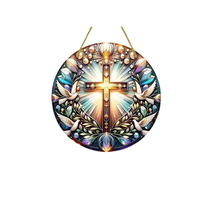 Attrape-croix <span class=keywords><strong>2D</strong></span> en acrylique plat, accrochage de fenêtre coloré, adapté pour le jardin, la cour, le porche, la décoration murale de chambre, <span class=keywords><strong>Gif</strong></span>, 1 pièce - Product Image 1