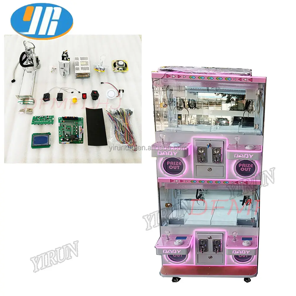 Mesin pengambil hadiah boneka butik kustom komersial 2 lapisan 4 pemutar mainan dioperasikan koin mesin cakar pengambil untuk Pusat Permainan