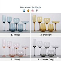 Ensemble de verrerie en verre soufflé à la main bleu vintage, verre à vin, gobelet pour mariage, verre à champagne sur pied de luxe pour hôtel