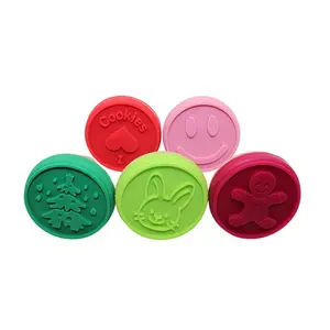 6 Piece Cookie khuôn gỗ xử lý Silicone Stamp Cookie