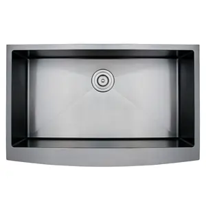 Nano Gunmetal Black Apron Front Kitchen Sink farm Stainless Steel Farmhouse Kitchen Sink Factory Supplier