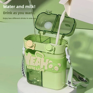 Bottiglia d'acqua in plastica da 760 ml, carina e kawaii, a forma di macchina fotografica con doppio beccuccio, cannuccia e tracolla, adatta per acqua bollente. - Product Image 3