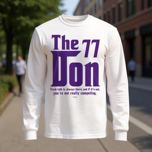 Camiseta de manga larga The 77 Don con diseño de texto morado - Product Image 3