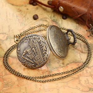 Retro bronz Fob zinciri saat lokomotif tren kolye kolye kuvars Steampunk cep saati erkekler için - Product Image 4