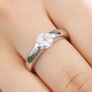 Anillos de moda de oro blanco macizo de 18K, 14K, 10K personalizados con diamantes cultivados en laboratorio DEF VVS, anillos de boda hechos a mano, juego para parejas, uso diario. - Product Image 3