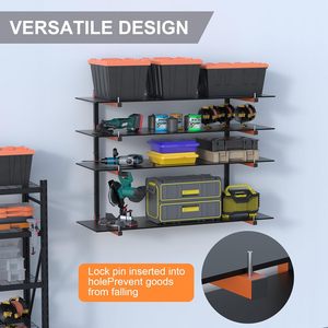 Étagère murale amovible pour outils de jardinage en métal de qualité industrielle, 4 niveaux, capacité de 520 livres, robuste et durable - Product Image 4