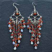 Boucles d'oreilles pendantes bohèmes en cristal perlé avec pompon, bijoux de mariage pour femme, en argent 925, style ethnique géométrique artistique