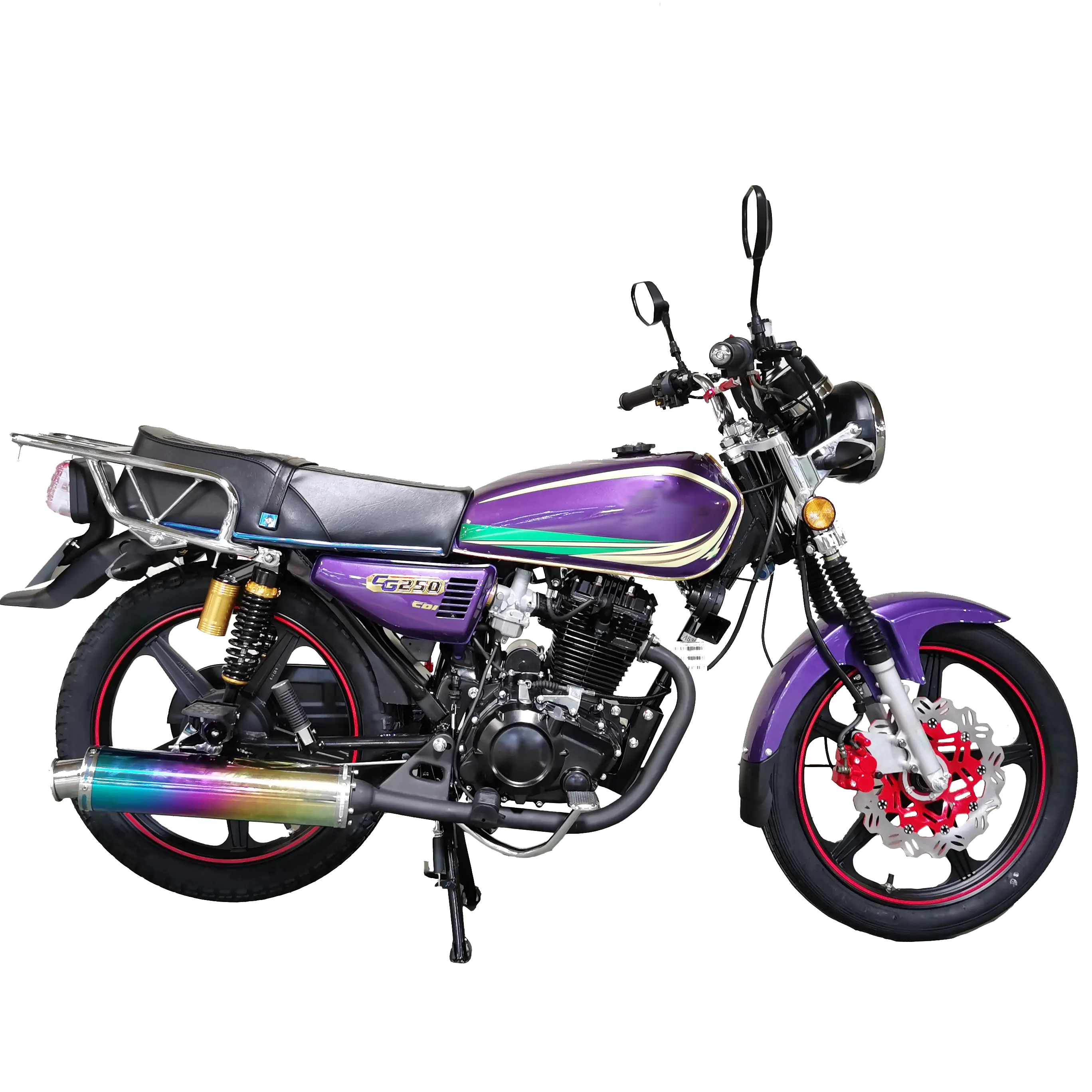 Motocicleta de gasolina para adulto, moto de calle grande de 4 tiempos, 250cc CG FH250, color púrpura personalizado