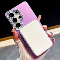 Étui de téléphone magnétique rotatif à 360° avec blocs de couleur vives et strass brillants pour Samsung Galaxy S26 Ultra S25 A57 – Coque de protection