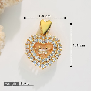 Nouveau Collier Pendentif Cœur en Laiton Plaqué Or 18K avec Zircon Cubique, Charme Cœur d'Amour Coloré de Luxe pour Femme, Bijoux HD521 - Product Image 6