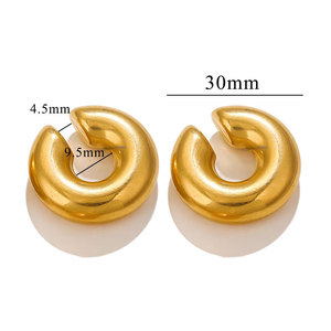 Pendientes de Moda de Acero Inoxidable 316L, Chapados en Oro de 14k y 18k, Pendientes Finos Tipo Brazalete, Sin Perforación, para Mujer - Product Image 6