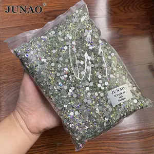 JUNAO Top Qualità SS3-SS50 Pacchetto All'ingrosso Rotondo di Vetro Cristalli Non Hotfix Strass Flatback AB Strass Per Monili