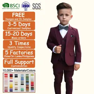 Custom Clothing Nimble 1-6 Years Handsome Kids Formal Suit Wine Color Suit & Tuxedo Three Pieces Button Little Boys Suit