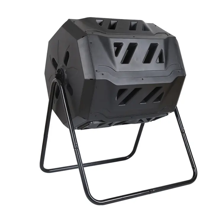 Garden Worm Farm Rotary Rotating Tumbler Valve Plástico Negro Compostador Compost Bin