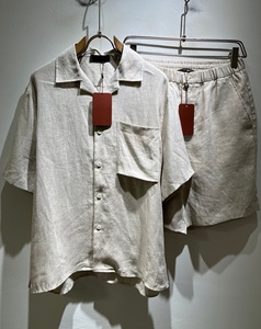 Conjunto de dos piezas de lino informal de verano de la marca de lujo Loro Piana, estilo vintage, deportivo, transpirable y holgado para hombre. - Product Image 1