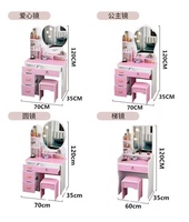 Dareko Coiffeuse Filles Moderne Simple en Bois Table de Maquillage Princesse avec Miroir LED et Tiroir pour Chambre à Coucher