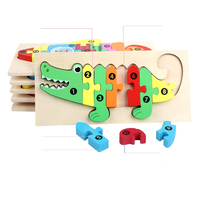Wsy Kleine Size 3D Dier Houten Puzzel Cartoon Dinosaurus Puzzel Pop Een Puzzel Kids Gift Educatief Speelgoed Voor Kind