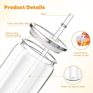 Magazzino degli Stati Uniti infrangibile 16 once di plastica trasparente per bere bicchieri con coperchi e cannucce per frullati, caffè freddo, tè al latte - Product Image 5