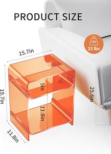 Acrylic End <strong>Table</strong> <strong>Record</strong> <strong>Player</strong> <strong>Table</strong> With Storage Shelf Clear Side <strong>Table</strong> Nightstand - Product Image 5