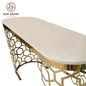 Mesa de comedor de acero inoxidable con diseño <span class=keywords><strong>italiano</strong></span> de lujo, muebles modernos para boda, Hotel y fiesta, proyecto de banquete - Product Image 4