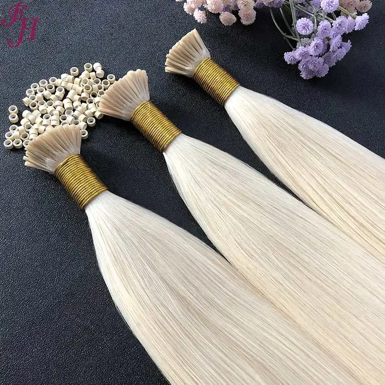 FH Customize Color Raw I Tip Real Human Hair Straight Remy I-Tip Hair Extension Keratin I Tip Human Hair Extensions