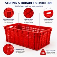Duurzame plastic geweven groentemand, niet opvouwbaar, ademend, voor groente- en fruitopslag, groothandel, OEM, bulk levering