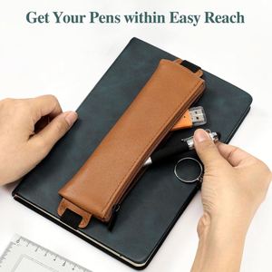 Pochette de luxe en similicuir avec fermeture éclair et bande élastique réglable pour carnets et agendas - Product Image 4