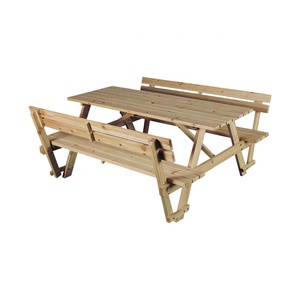 โต๊ะปิคนิคไม้สำหรับกลางแจ้งโต๊ะปิคนิคโต๊ะเก้าอี้ด้านหลัง - Product Image 3