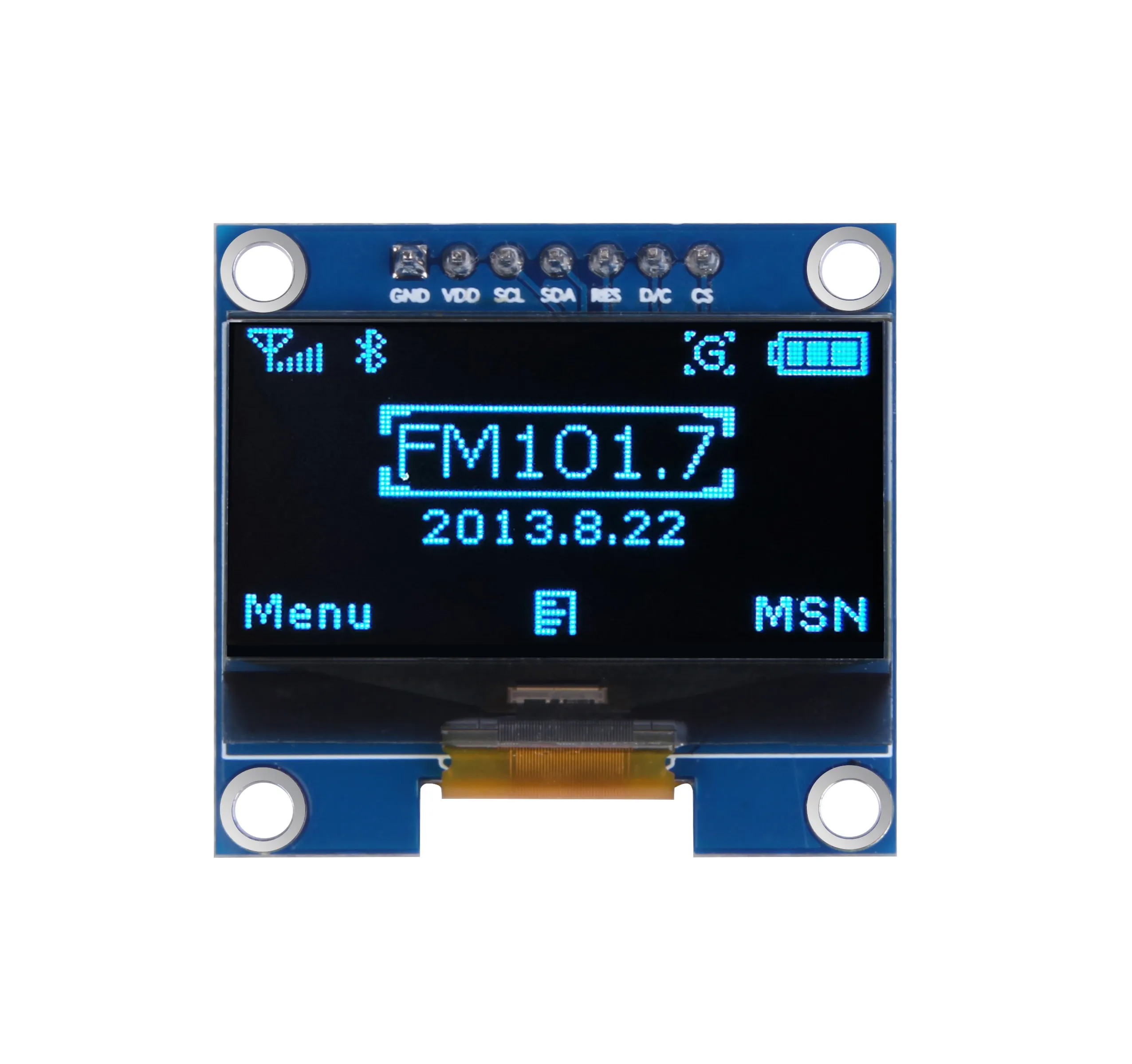 पीसीबी Arduino बोर्ड SMT32 सफेद नीला रंग मोनो OLED के साथ 7 पिन पीसीबी के साथ 0.96 इंच 128x64 OLED डिस्प्ले