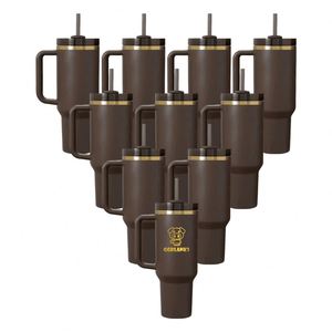 Custom LogoBulk Bpa Free Dark Brown Gold Plated 30Oz Laser Engrave Tumblers Water Bottle 40Oz Tumbler With Lid and Straw - Product Image 4