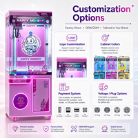 Lucky Gift Máquina de garras con iluminación neón púrpura, base de ruedas móvil, gabinete con cerradura, operada con monedas, atrapa muñecas, para entretenimiento interior