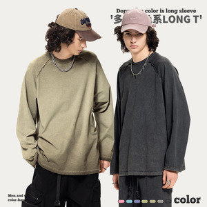 เสื้อยืดแขนยาวทรงโอเวอร์ไซส์ ยูนิเซ็กซ์ สีพื้น ผ้าถัก คอโอ ทรงลำลอง ระบายอากาศได้ดี ผ้าฝ้าย 100% ดีไซน์เรียบง่าย - Product Image 3