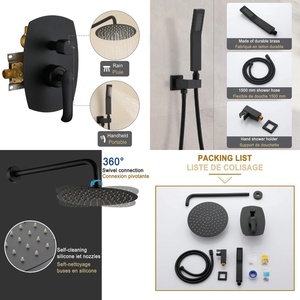 Cross-border 304 Stainless Steel Brushed Matte Black American Style Concealed Wall-mounted Multi-function <b>Shower</b> Hotel BXW-040 C - Product Image 2