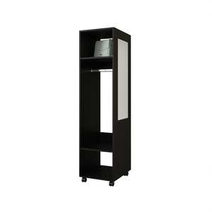 Armario Independiente DB de 63 cm de Alto con 3 Estantes, 1 Espejo y 4 Ruedas, Mueble de Dormitorio Moderno en Color Negro - Product Image 1
