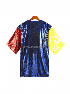 T-shirt con paillettes da <span class=keywords><strong>donna</strong></span> OES, Mini abito lungo Punk, 58, rosso giallo, verde, abbigliamento bianco per ragazze-Maggie C - Product Image 4