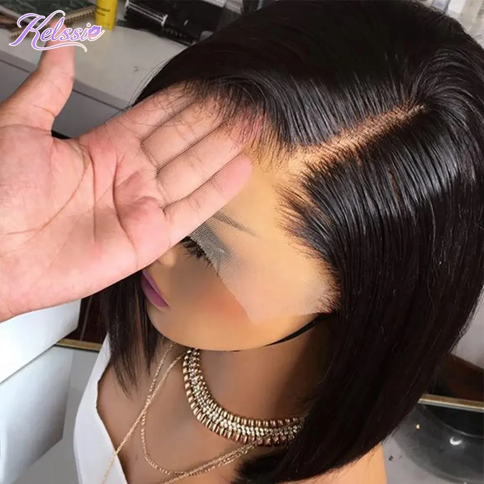 Natural Human Hair Wigs For Black Women,Transparent HD Lace Front Wigs Human Hair,Pre Pluck Short Bob Wigs Human Hair Lace Front