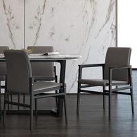 Table à manger rectangulaire en bois massif style italien moderne minimaliste avec chaises, mobilier de maison