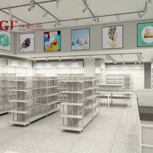 Tùy chỉnh trung tâm mua sắm tường Gondola kệ gỗ và thép kệ cửa hàng bán lẻ hiển thị giá miniiso phong cách Đồ nội thất hiện đại - Product Image 2