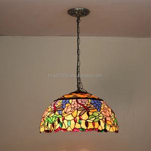 Lámpara Colgante LED de Estilo Europeo Pastoral de 18'' con Libélula Soldada en Estaño, Candelabro de Vidrio Teñido Chino 2700K Blanco Cálido para Sala de Estar - Product Image 3