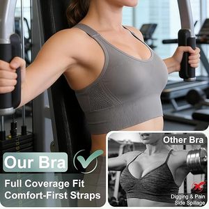 Soutien-gorge de <span class=keywords><strong>sport</strong></span> dos nageur grande taille pour <span class=keywords><strong>femme</strong></span> FH avec bretelles réglables, antichoc, pour fitness, course à pied, yoga, respirant - Product Image 3