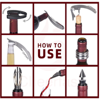 Coffret Cadeau d'Accessoires pour le Vin Healthy Barware - Kit Tire-Bouchon en Acier Inoxydable - Ensemble de 5 Outils à Vin en Métal avec Forme de Bouteille de Vin
