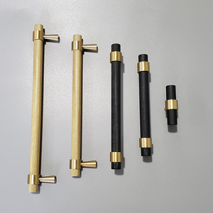 침실용 황동 서랍 손잡이 96mm/128mm 무광 블랙 골드 T자형 메쉬 롤러 패턴 주방 캐비닛 수납용 - Product Image 2