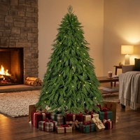 Sapin de Noël artificiel en PVC et PE mélangé de 150 cm, 180 cm, 210 cm avec support métallique pour la décoration des fêtes, pour le salon, montage facile