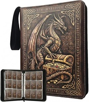 Álbum de Cartas Coleccionables de Cuero PU Impermeable con Cierre, 9 Bolsillos, 900 Cartas, con 50 Fundas Extraíbles
