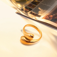 Bague à double ouverture EMANCO, design plume brillant, en acier inoxydable, bijoux de mode pour femmes