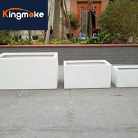 Kingmake Pots de fleurs en béton Grand pot de fleurs moderne noir imperméable Jardinière d'arrosage Pot de plantes d'extérieur