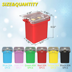 Jcase 36PCS Low Profile Box Shaped Automotive <b>Fuses</b> Kit Car <b>Fuses</b> Assortment 20A 30A 40A 50A 60A 80A Compatible with Pickup Cars - Product Image 2